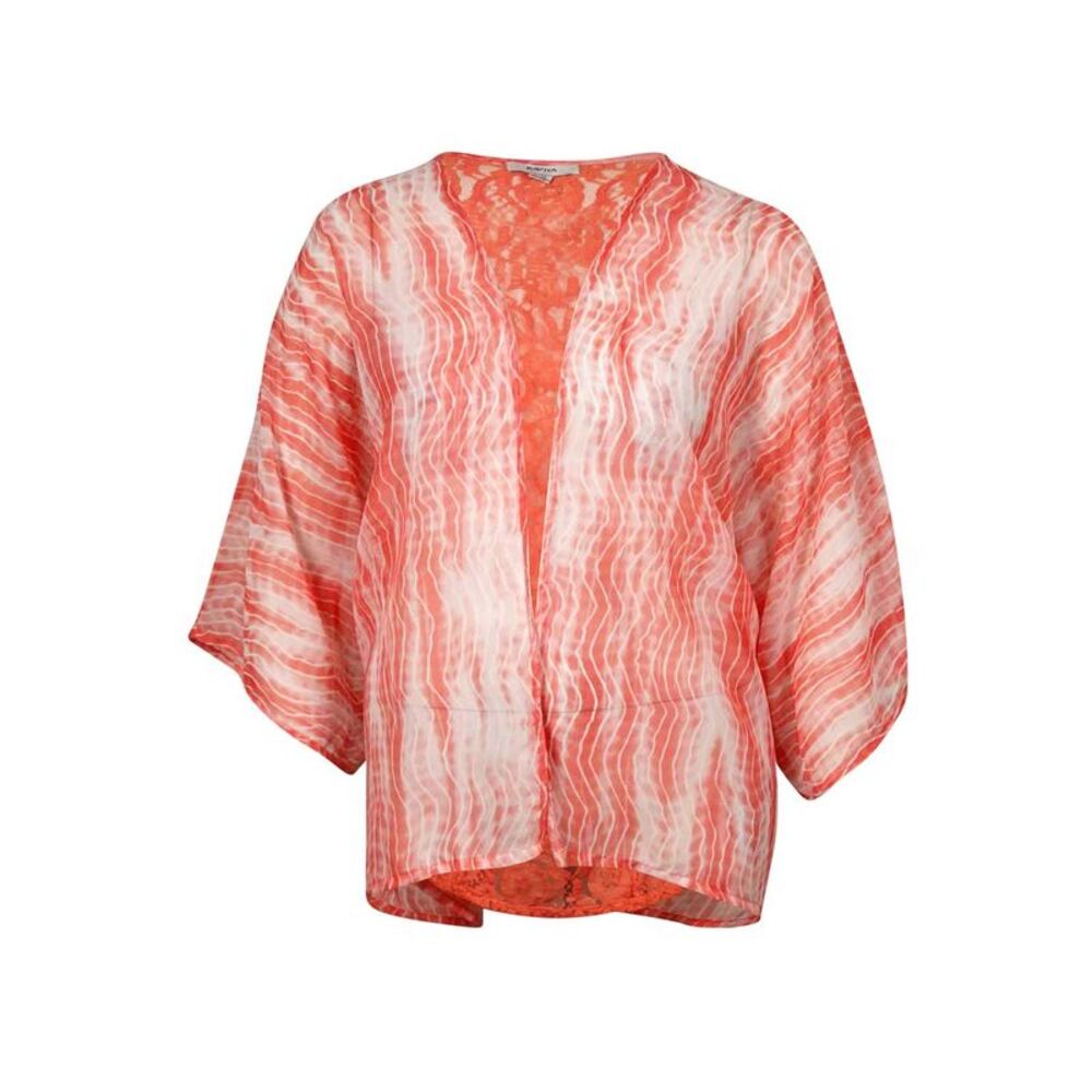 Raviya Women's Lace Back Kimono Crepe Swim Cover - Coral